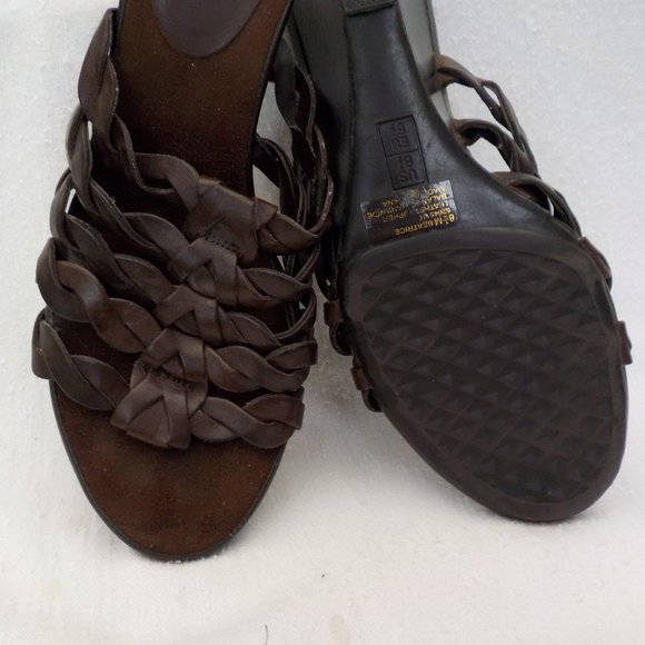 Like New GNW Flex Braided Slide Wedge Sandals Leather Upper Choc Brown SZ 8.5 M - Picture 11 of 12
